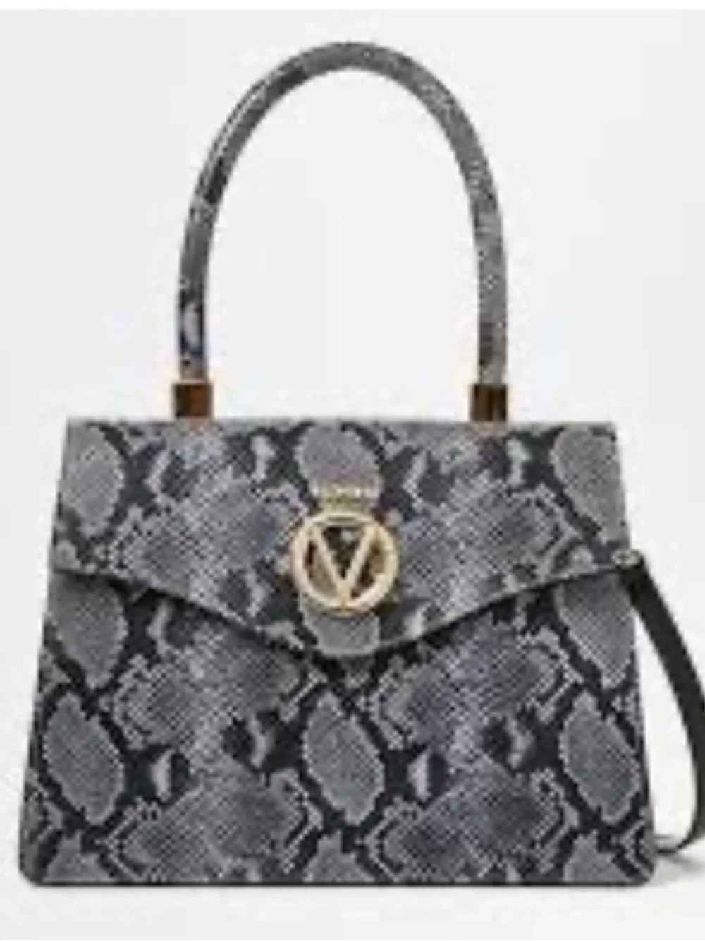 Mario Valentíno Python print Top Handle Bag with Gold Accent